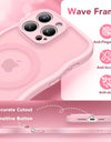 For iPhone 15 Pro Max Case Curly Wave Frame Shape Design Camera Protection Drop Shockproof Compatible with MagSafe Phone Case