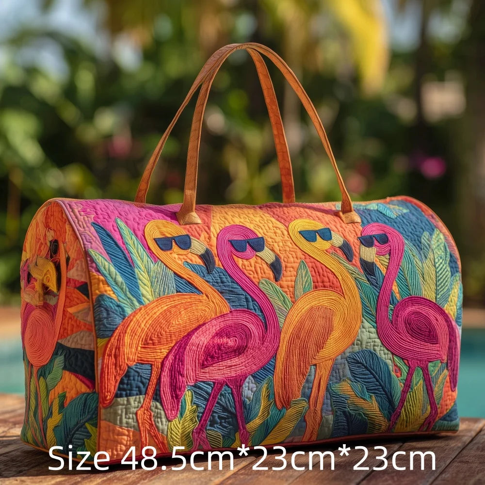 Hot Sale 3D Quilted Flamingo Bag Women Weekender Bag Tropical Palm Leaves Travel Tote Overnight Beach Vacation Carry On Bags