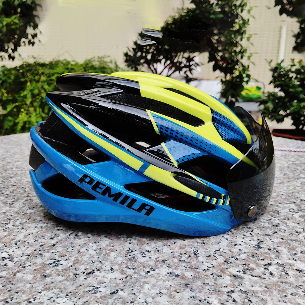 Cycling Helmet With Protective Goggles For Road And Mountain Bike