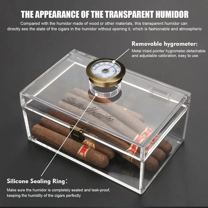 Cigar Case Humidors Acrylic Cigar Box Hygrometer Humidifier Hold 20 Cigars Include Cigar Cutters Cigar Punch Accessories