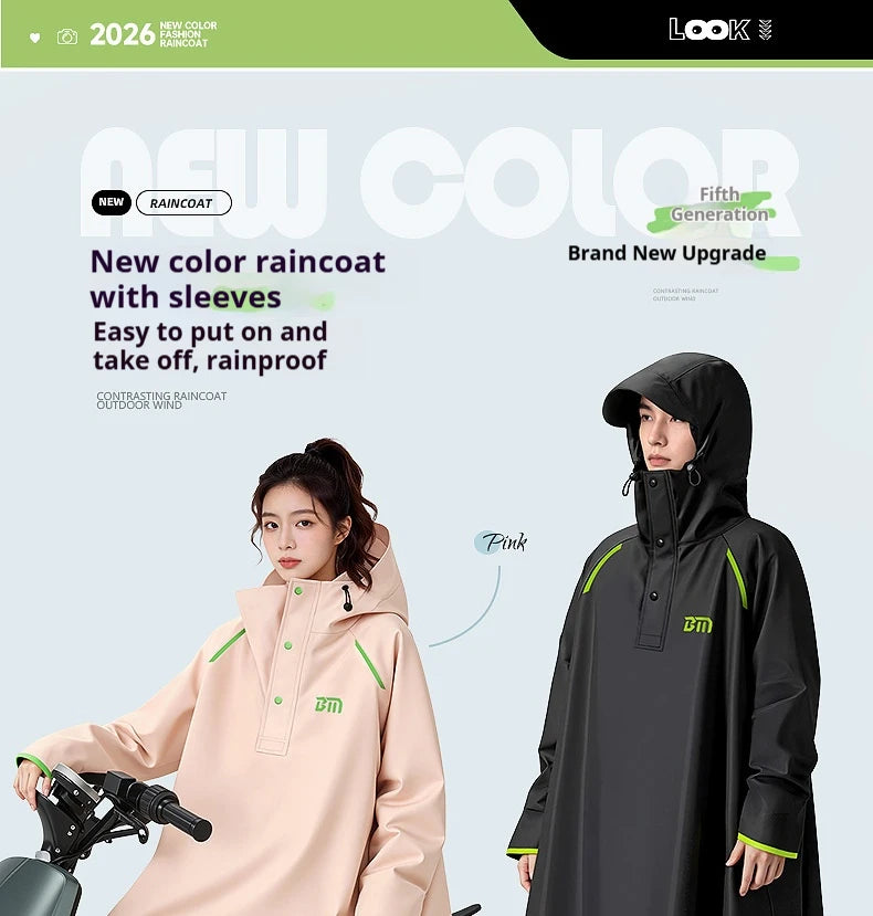 Thickened Full Body Waterproof PVC Raincoat for Motorcycle and Electric Scooter Riding