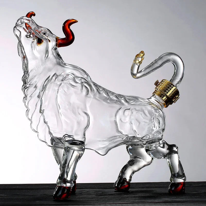 OX YEAR Whisky Glass Cow Decanter Whiskey Animal Bull Shaped Home Bar Wine Bottle For Liquor Scotch Drinkware Gift 1L Glassses