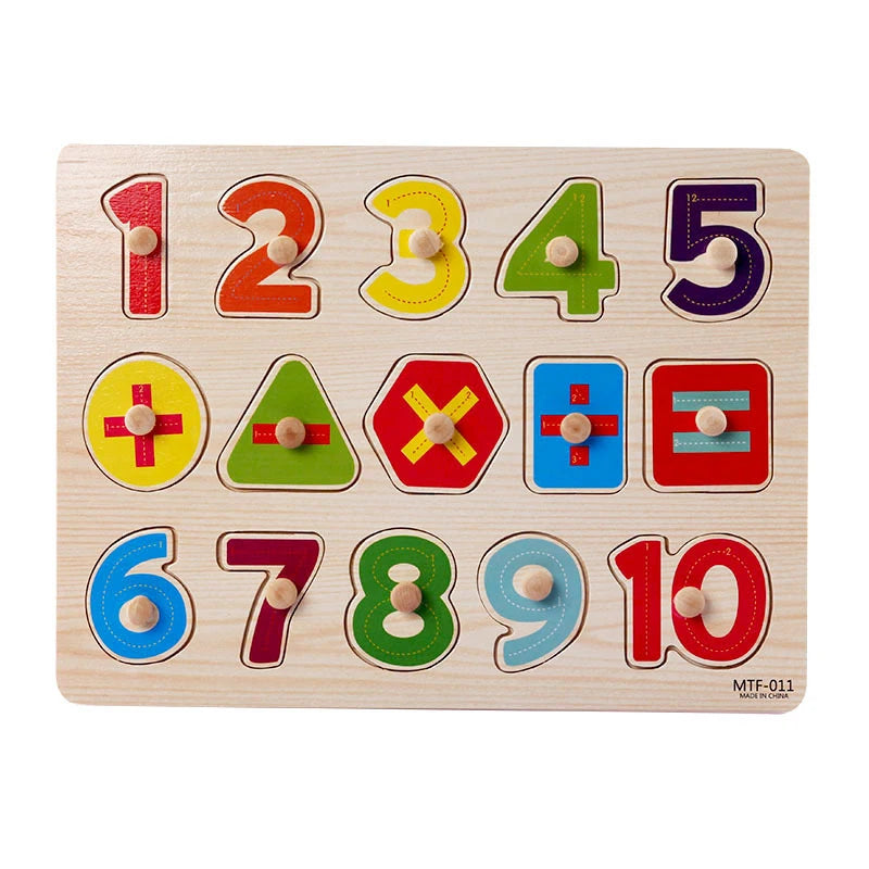 Montessori Wooden Puzzles Hand Grab Boards Toys Tangram Jigsaw  Educational Toys Cartoon Vehicle Animals Fruits 3D Puzzles