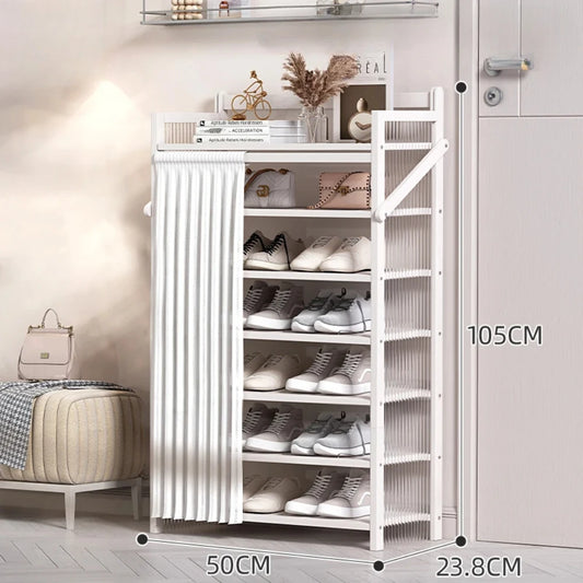 Multi-Layer Folding Shoe Cabinet Phyllostachys Pubescens Space Saving Stand Storage Shelves Explosion-Proof Folding Shoe Rack