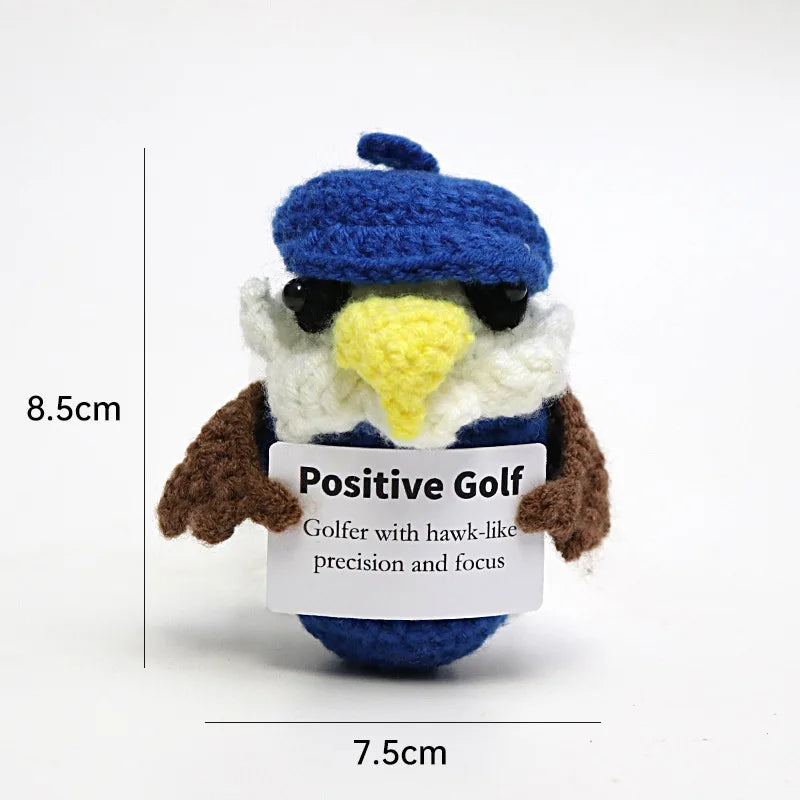 3 Pcs Positive Crochet Hedgehog Doll with Affirmation Card Home Room Decoration Funny Handmade Plush Doll Ornaments Christmas Gifts