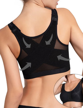 Front Closure Posture Bra Full Coverage Back Support Wireless Comfortable Underwear Push Up Breast Shapewear Tops Female