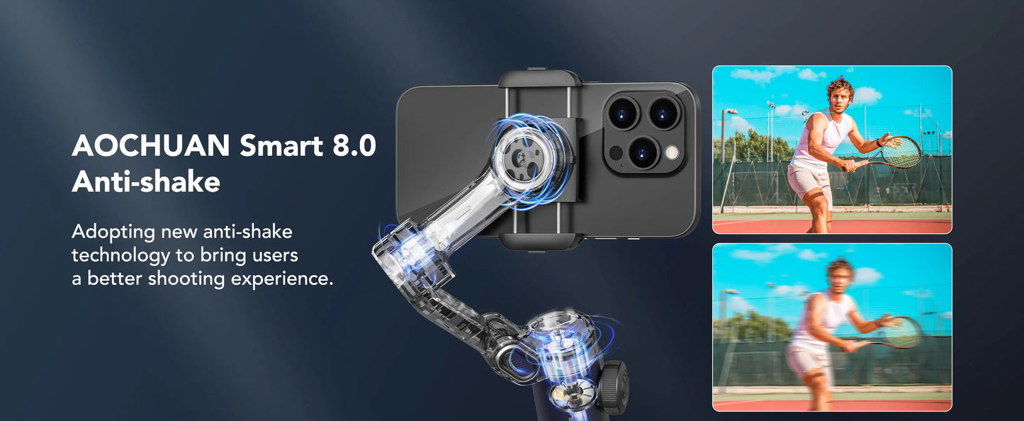 Smart X2 Black 3-Axis Handheld Gimbal Stabilizer With Extension Rod For iPhone And Android Smartphone Gimbal Stabilizer