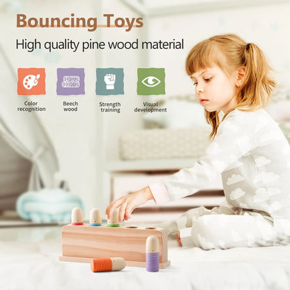 Baby Toys  Wooden Little Man Toy  Color Recognition Toy  Wooden Little Jumping Toy  Hand And Foot Coordination Toy Baby Gifts