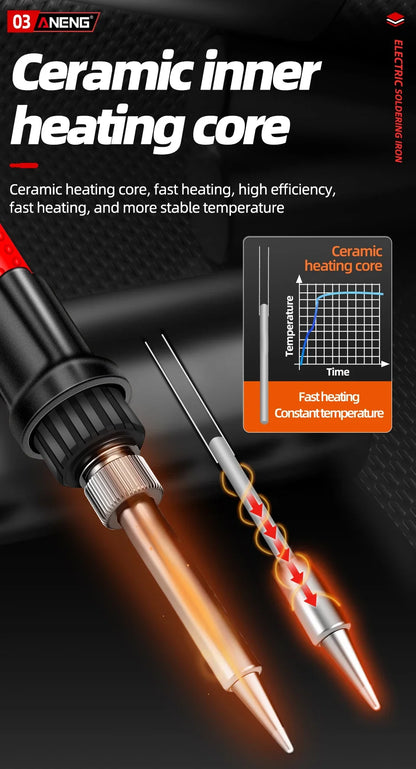 Electric Soldering Iron 11 Kits Set Ceramic Heater Solder Tips Quick Tin 60W Equipment Electric Welding Repair Tools