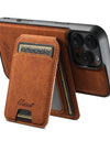 Leather for Magsafe Case for iPhone 16 15 Pro Max 16e 14 Plus 16Plus Bracket Magnetic Back Cover with Card Holder