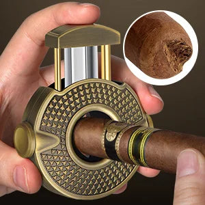 3-1 Cigar V Cutter with Stainless Steel Blade, Cigar Holder and Decompression Rotator, Round Cigar Cutter Ergonomically Designed
