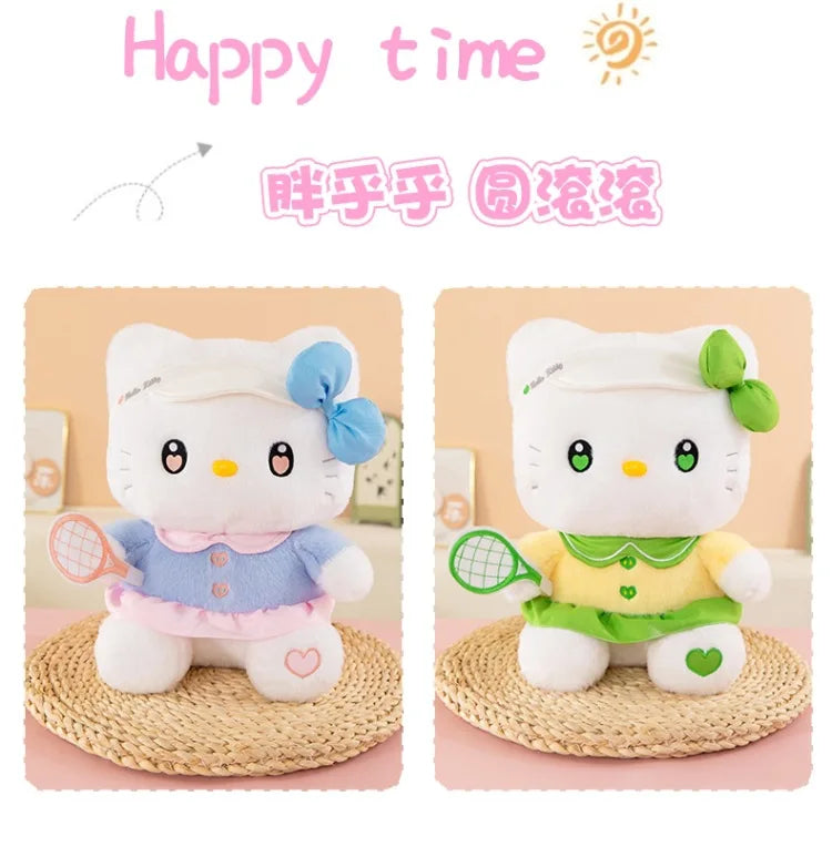 Cute Cat Character Tennis Theme Plush Stuffed Doll Toy