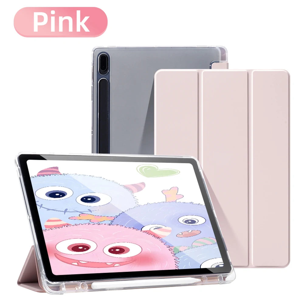 For Samsung Galaxy Tab S9 FE 11 Plus S9 S8 S7 Plus FE 12.4 in Case Transparent Back Tablet Cover For Tab S7 S8 11