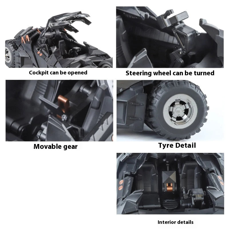 1:18 Batmobile Tumbler Alloy Diecast Model Sound Light Car Spray Function Toy Display Ornament Toys For Gift For