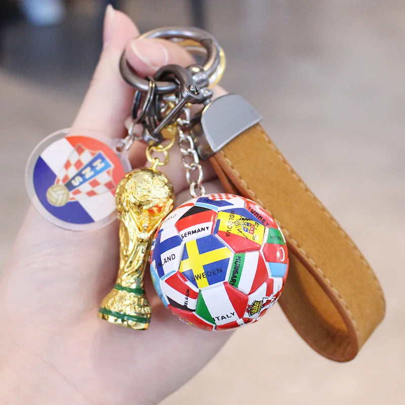 2026 Football Trophy Car Keychain Soccer Fan Bag Charm Souvenir