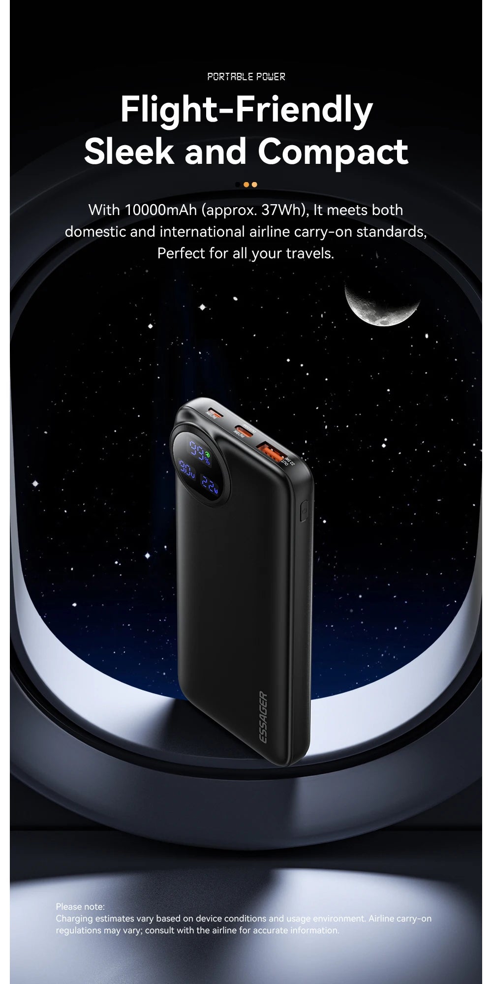 20000mAh Power Bank 22.5W Fast Charging with Built-in Cables Digital Display Portable Charger for 4 Devices