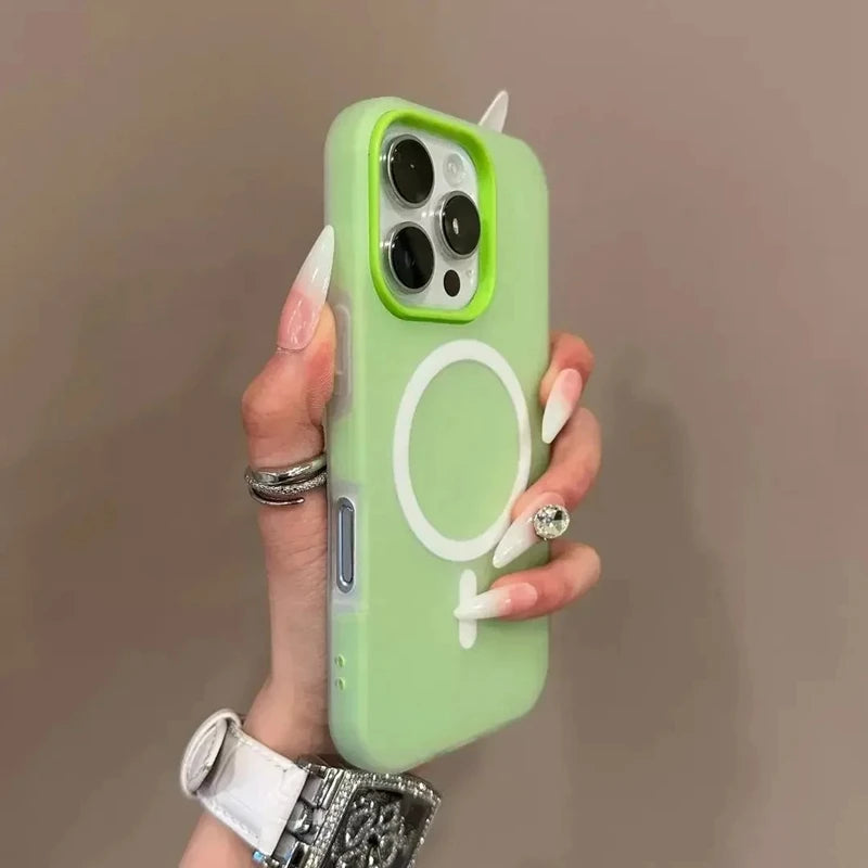 Luxury Candy Color 2 IN 1 Magsafe Case for iPhone 17 16 15 14 Plus 17 Air Wireless Charge Bumper Cover