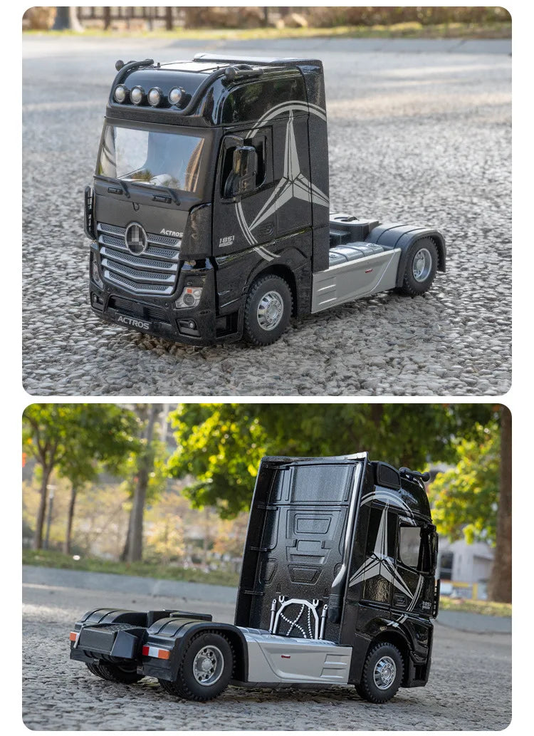 1/36 Alloy Container Trailer Truck Head Car Model Toy Diecast Metal Engineering Transport Vehicle Model Cars for ren Gifts