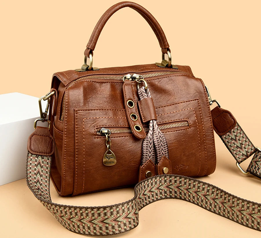 Handbags High Quality Leather Shoulder Bags Designer Solid Color Handbag