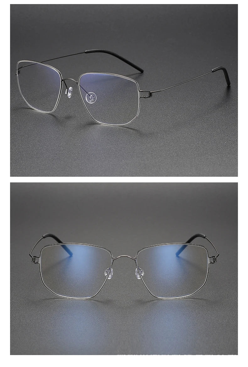 Irregular Polygon Titanium Screwless Eyeglasses Frame