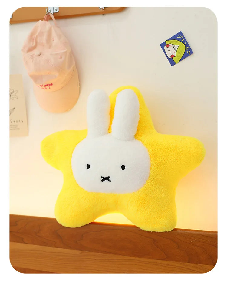 New Kawaii Miffy Stuffed Doll Miffy Star Pillow Plush Toy for Kids Anime Birthday Gift Soft Cuddly Sleeping Buddy for Girls