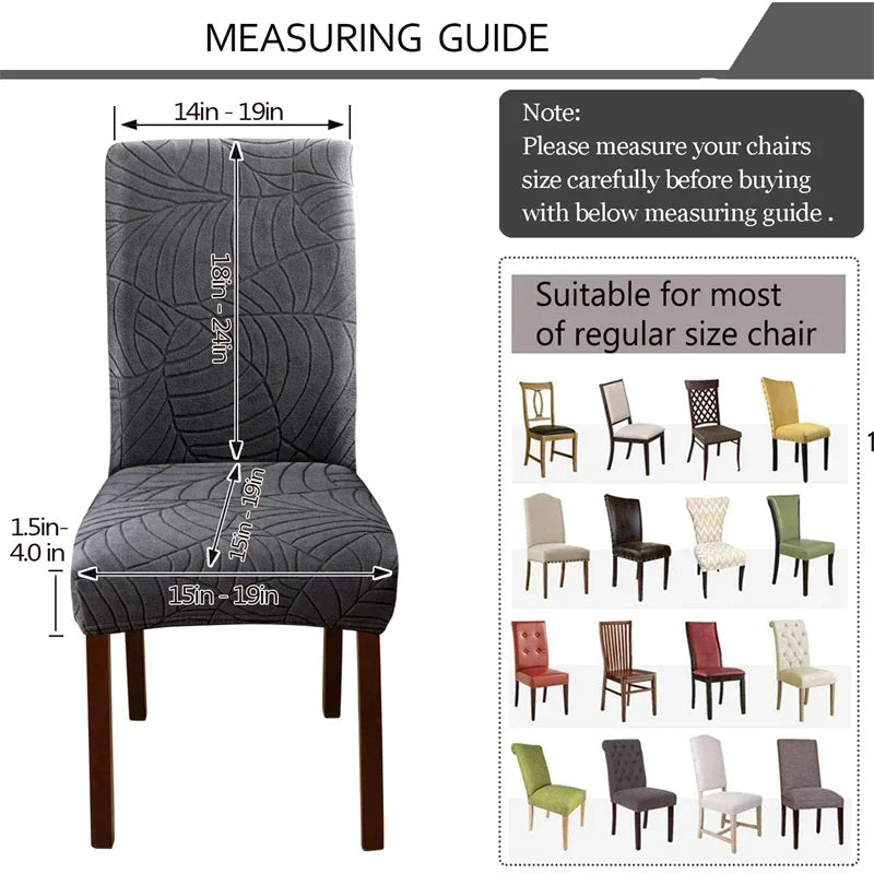 1PC Stretch Dining Chair Covers Leaves Jacquard Seat Covers Universal Size Dust Covers for Hotel Banquet Wedding Chairs Decor