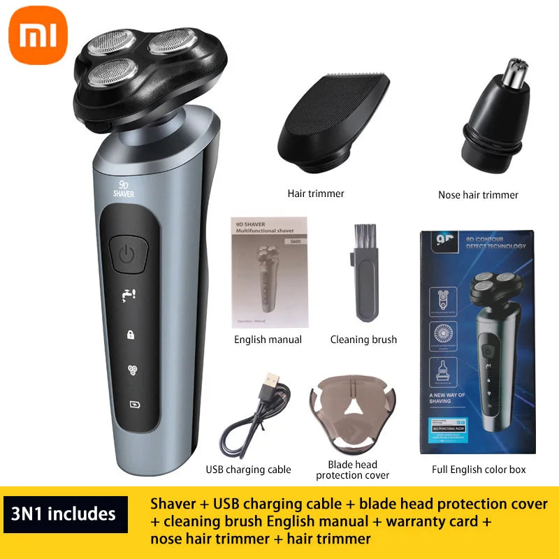 Xiaomi Electric Shavers Men Waterproof Wet Dry Use Electric Trimmer Razor Rechargeable Battery Rotary Shavers Machine Shaving