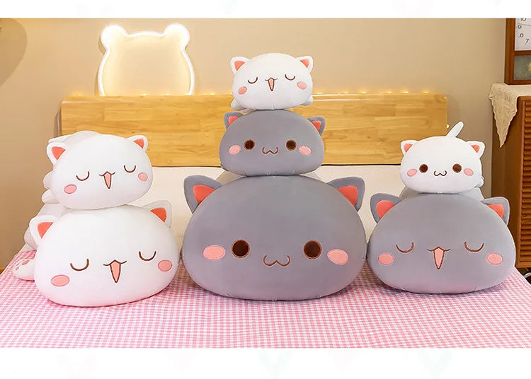 Cute Black White Cat Plush Pillow Stuffed Doll Toy