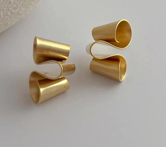 Jewelry Personality Geometric Irregular Matte Silver Plated Gold Color Stud Earrings