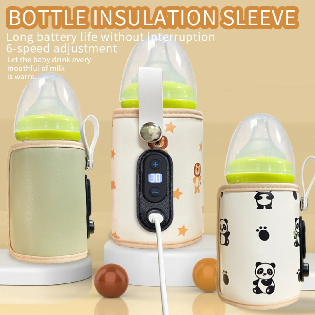 USB baby bottle insulation cover 6 levels of adjustment leather material baby water cup insulation cover suitable most bottles