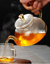 Heat Resistant Clear Glass Tea Pot with Infuser 300ml 600ml Color Warped Handle Glass Teapot Flower Puer Tea Infuser Pot Tea Set