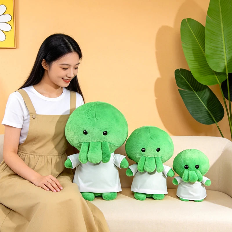 Cute Green Octopus Plush Toy With White Shirt
