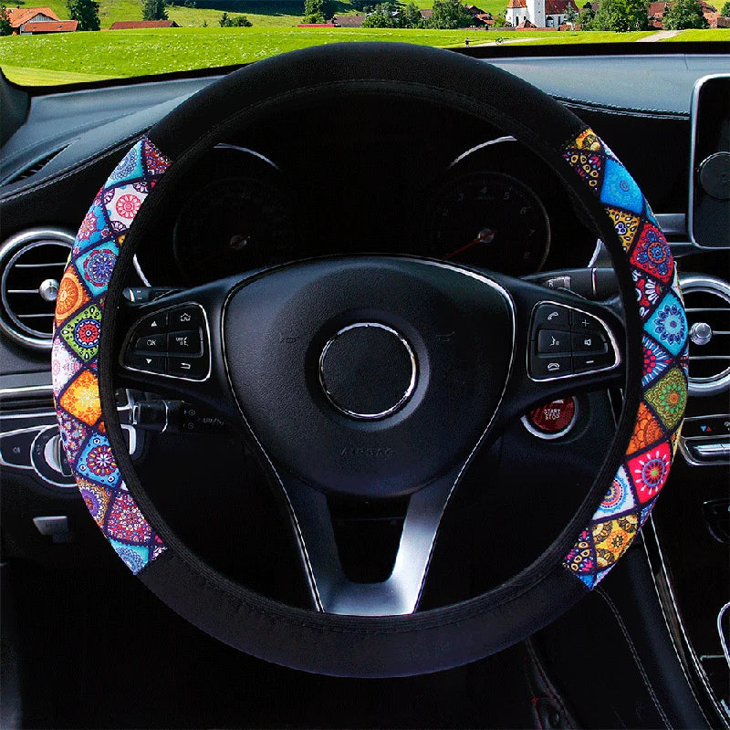 Colourful Fabric Car Steering Wheel Cover 38CM