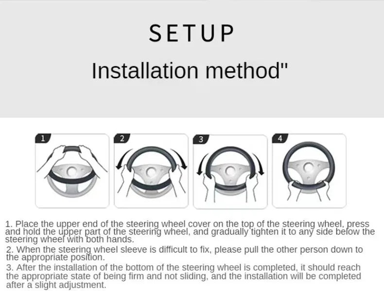 Universal Leather Diamond Steering Wheel Cover 37CM 38CM