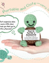 3 Pcs Cute Handmade Knitted Emotional Motivational Turtle Doll Home Room Decoration Funny Crochet Turtle With Positive Card Ornament