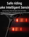 Smart Bicycle Brake Light IPx6 Taillight Type-C Bike Tail Rear Light Auto Stop LED Riding Warning Safety Cycling Light