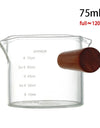 50/75/100/140ml Wood Handle Glass Espresso Measuring Cup Single Mouth Milk Jug Coffee Supplies Clear Kitchen Measure Mug