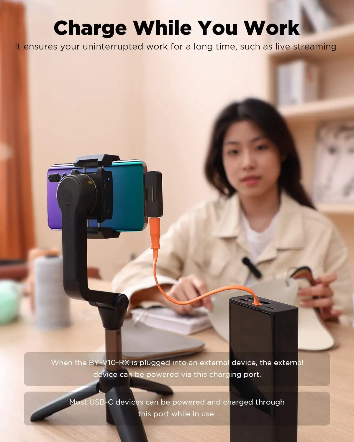 BY-V Wireless Lavalier Microphone for iPhone 15/16 Series Samsung TECNO REDMI Type-c Devices Video Recording Streaming Vlog