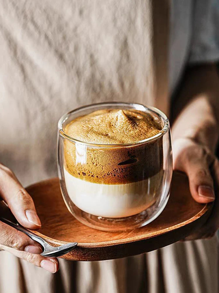 2/4pcs Double Walled Glass Coffee Cup Set Of 240/300ml Cup With Insulated Layer For Latte Cappuccino Heatresist Teacup Milk Mug