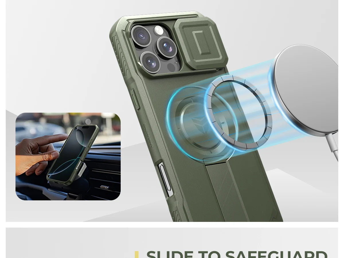 For iPhone 16 Pro Max  Case with Slide Camera Cover & Adjustable Kickstand Rugged Shockproof Protective Heavy-Duty Bumper Cases