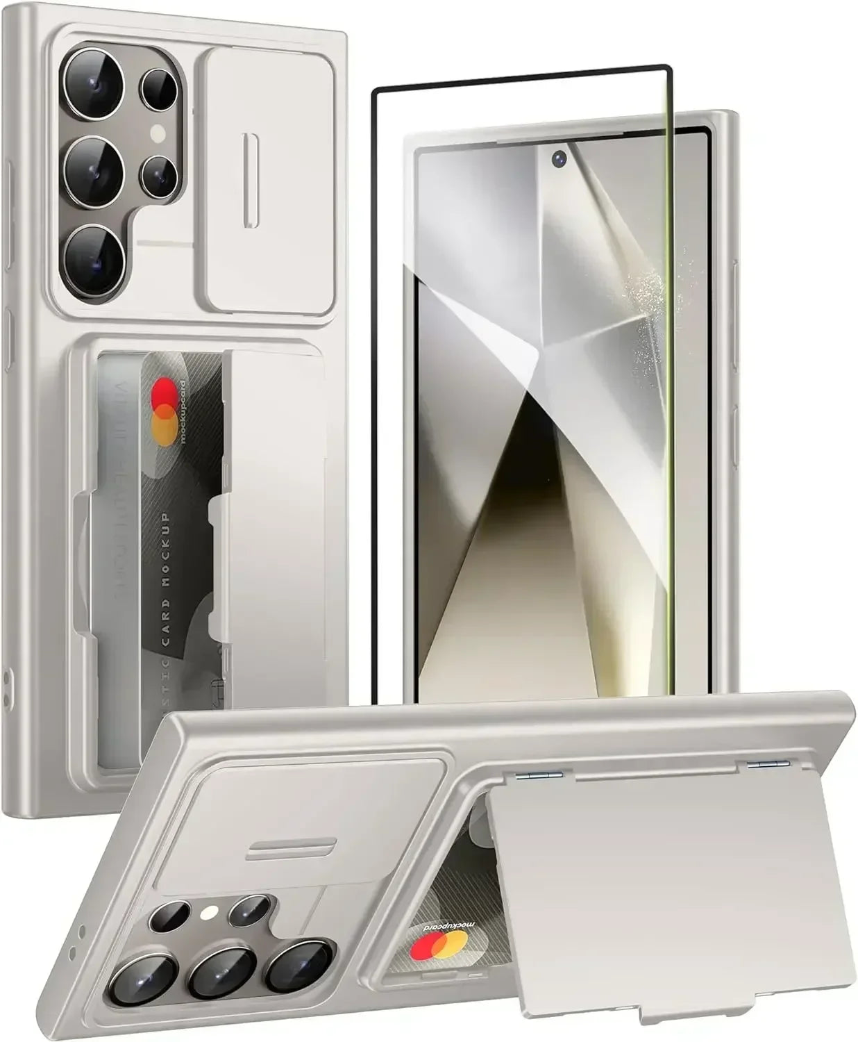 For Samsung Galaxy S24 Ultra Wallet Case With Card Holder Stand Sliding Camera Cover RFID Blocking Rugged Shockproof Protection