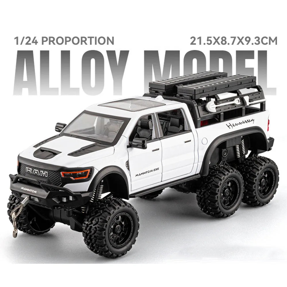 1:24 Mammoth F-150 Raptor Diecast Alloy Model Toy Car Doors Opened Sound Light Pull Back Miniature Vehice Adult Boy Fashion Gift