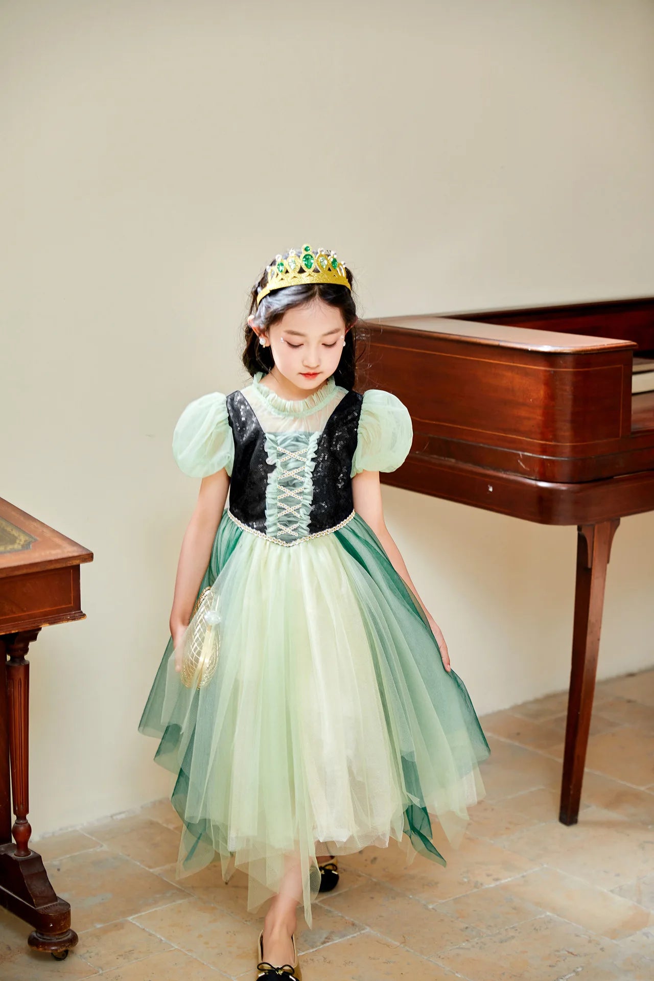 Summer New High-Quality Princess Dress - Girls Asymmetrical Tulle Skirt for Birthday & Children‘s Day