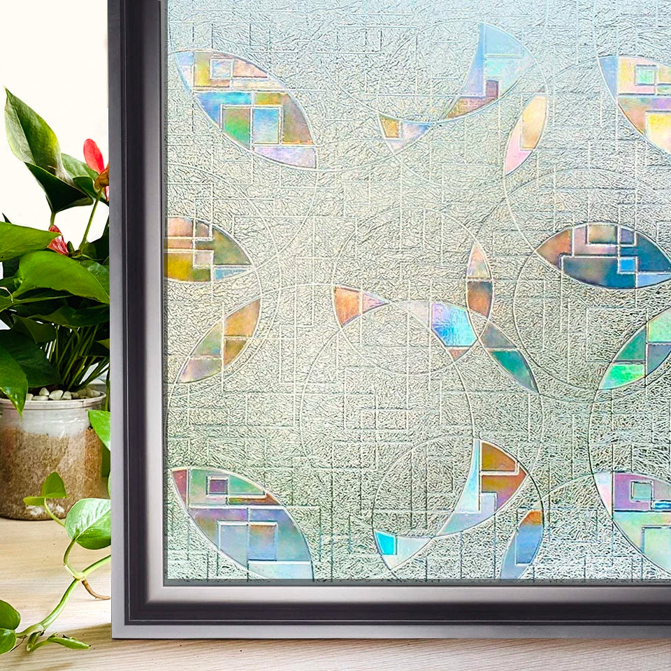 Window Privacy Film Rainbow Window Clings 3D Decorative Window Vinyl Stained Glass Window Decals, Static Cling Window Sticker