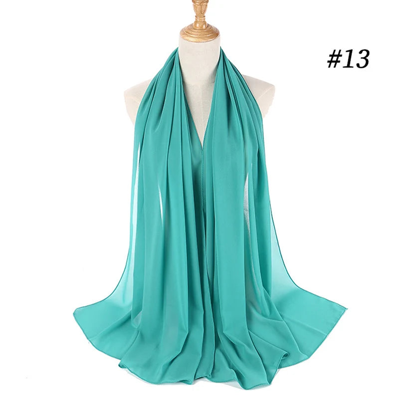 Muslim Chiffon Hijab Women Bubble Chiffon Scarf For Women Ladies Veil Muslim Islam Solid Color Malaysia Wrap Scarves
