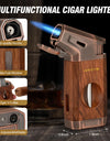 Travel Cigar Humidor with Cigar Lighter, Cedar Wood, V Cut Cutter, Portable Cigar Humidor with Humidifier & Hygrometer