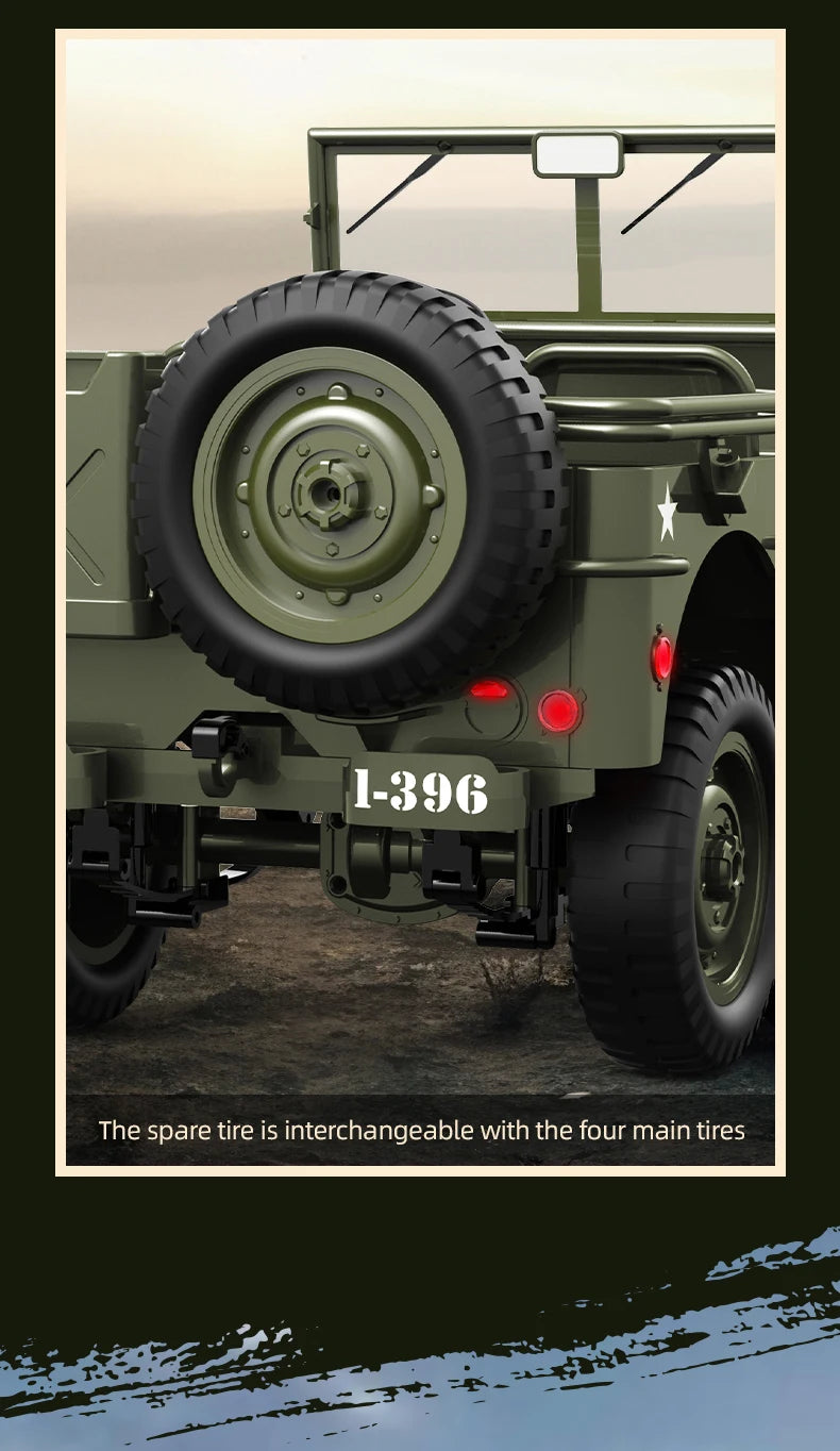 1 to 10 Scale 4WD Remote Control Military Off Road Jeep