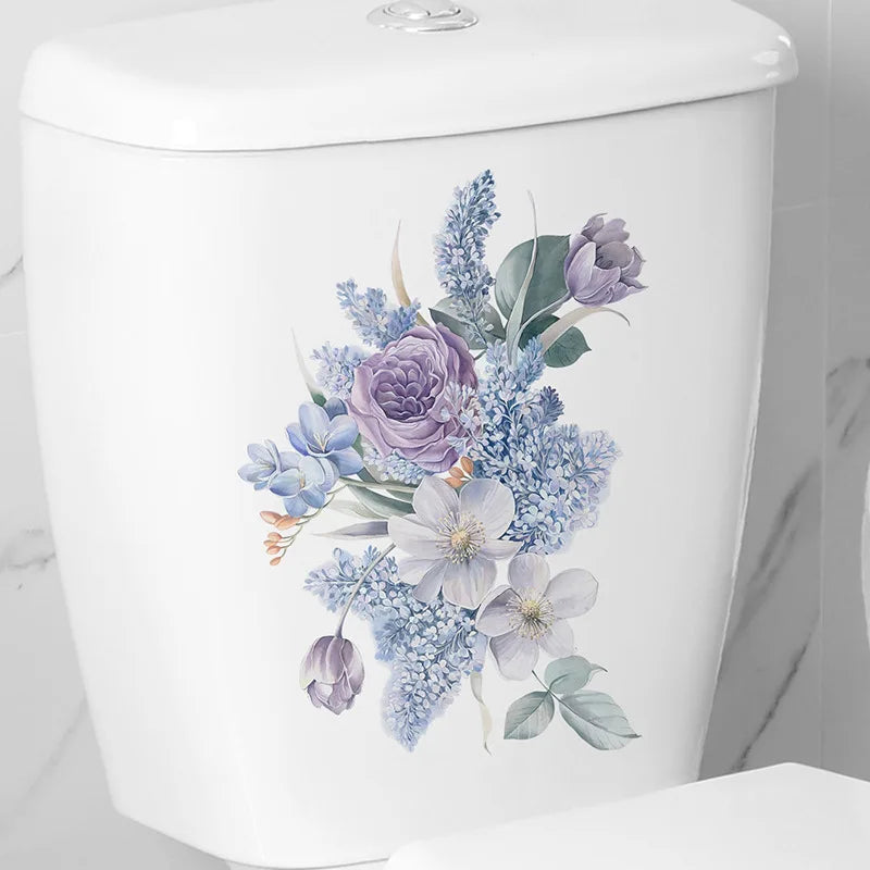 Green Plant Leaves Bathroom Toilet Sticker WC Closestool Wall Sticker Self Adhesive Mural Beautify Flower Home Decoration Decals