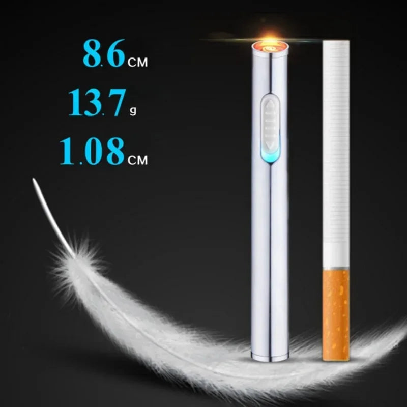 USB Rechargeable Lighter Mini Compact Long Windproof Electric Heating Wire Metal Material Men's Cigarette Lighter