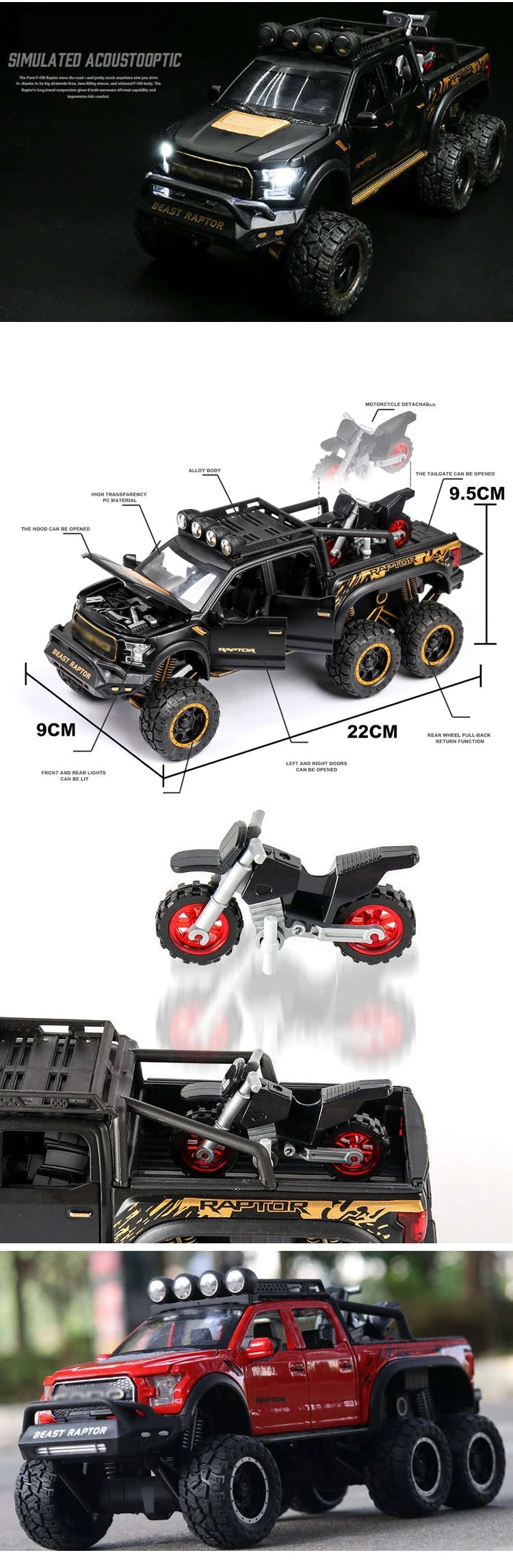 1/28 Raptor F150/G63 Pickup Big Wheels Car Model Toy Alloy Diecast Metal Monster Truck Car Off-road Vehicle Collection
